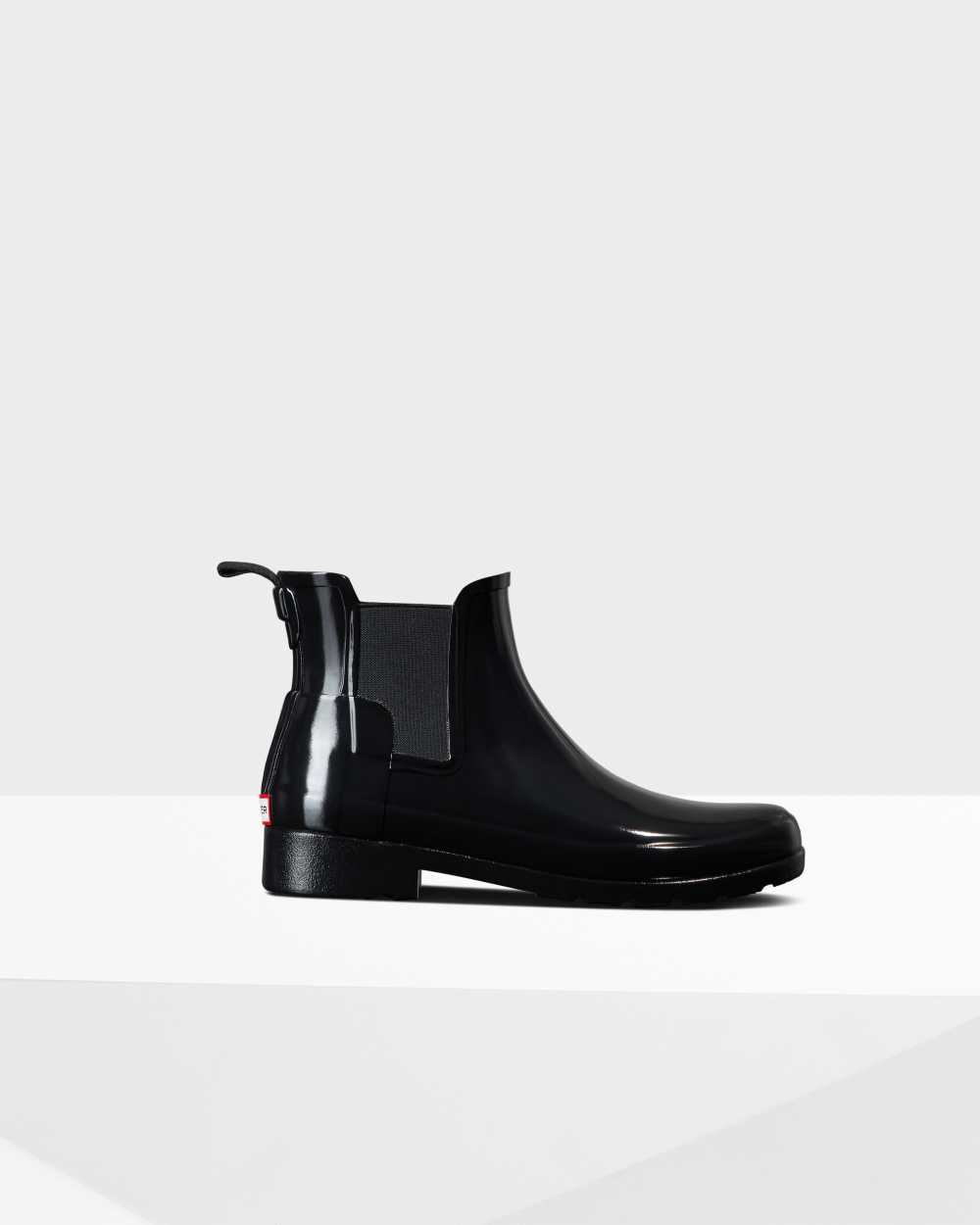 Hunter Women's Refined Gloss Slim Fit Chelsea Boots Black,ZECO32047
